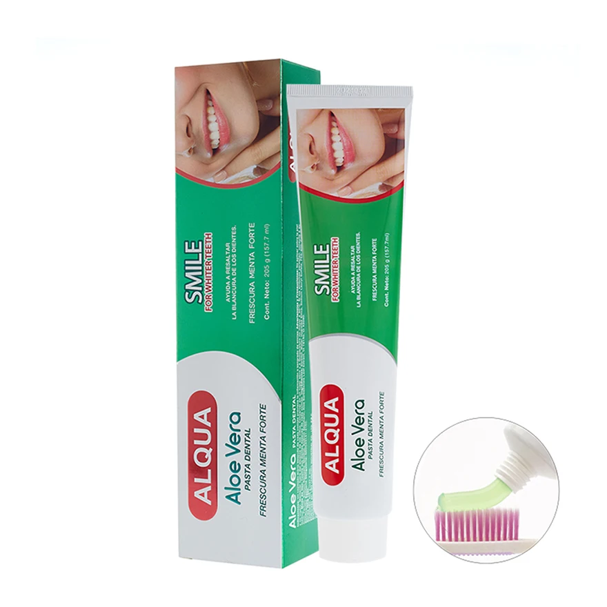 OEM Private Label 100g / 150g / 205g Fluoride Free Teeth Whitening Herbal Aloe Vera Toothpaste Wholesale