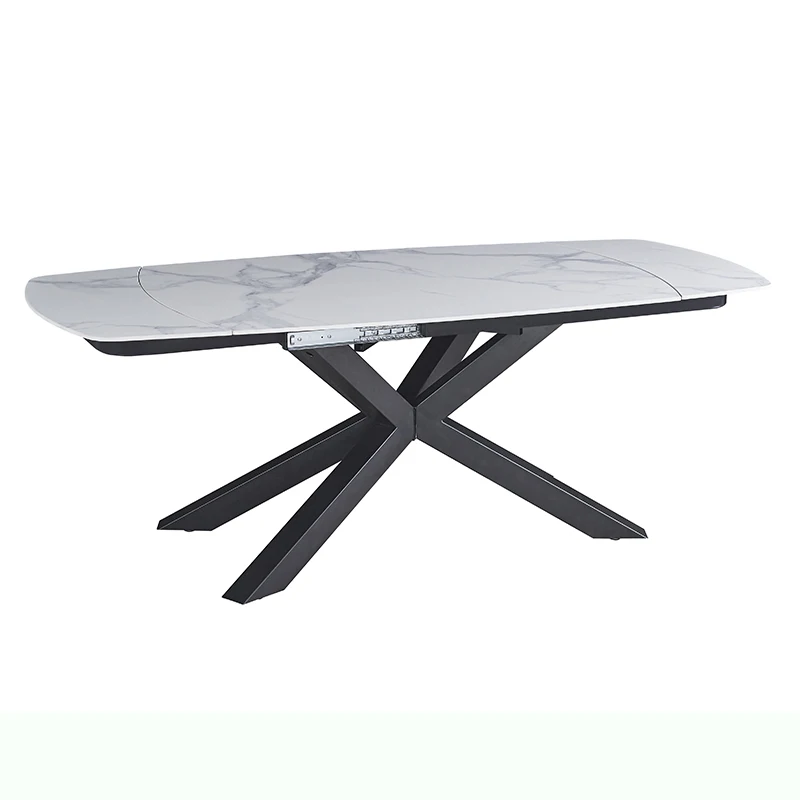 Modern Expandable Dining Room Table Set Retractable Kitchen Furniture Concrete Sintered Stone Marble Top Extendable Dining Table