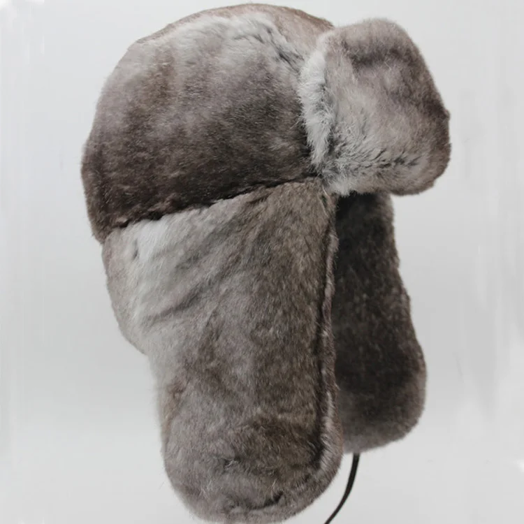 Hot Sale Women Fashion Warm Fluffy Soft Fur Plucked Rabbit fur Hat russian style trooper hat