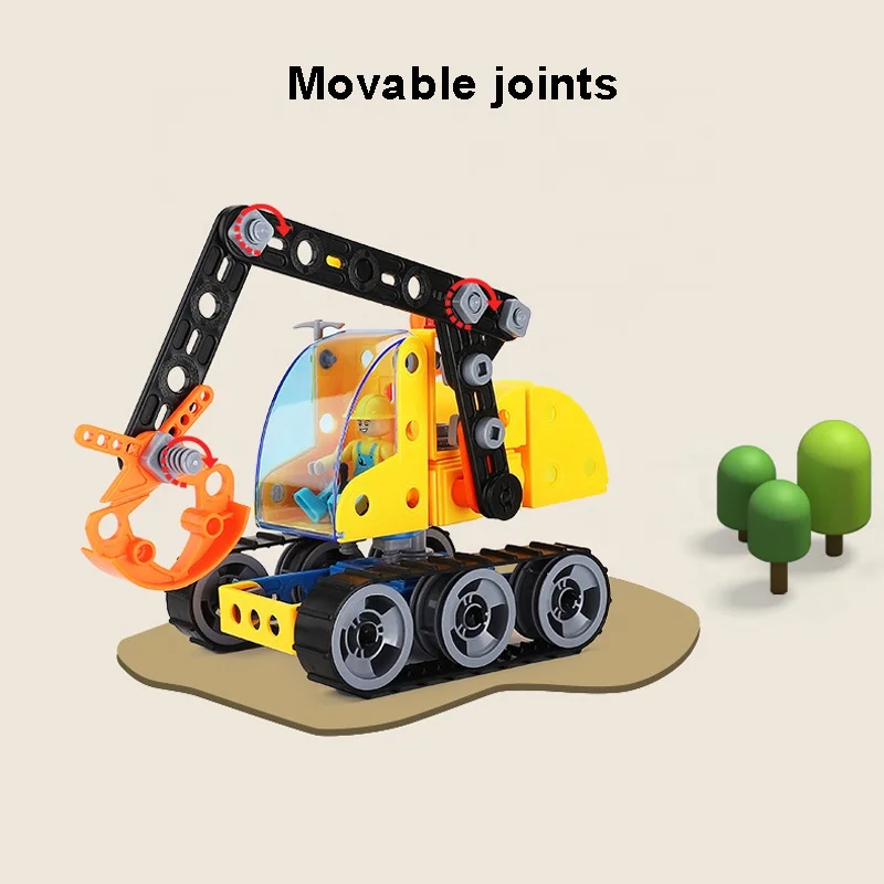 117pcs 6 in 1 city construction truck model DIY building kit children hand on STEM screw engineering building blocks toy for kid
