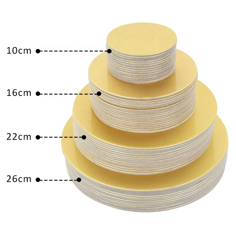 10-50cm Round Golden Cake Boards Paper Set Birthday Cake Stand Wedding Party Cupcake Dessert Displays Tray Decorations