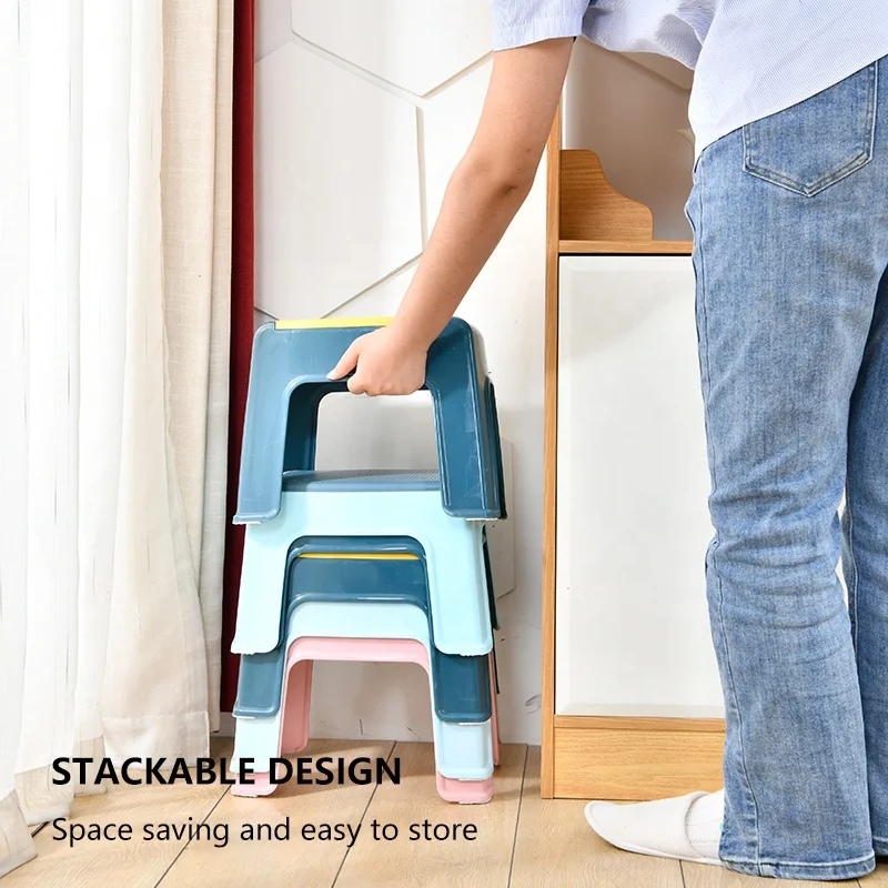 Eco-Friendy Simple Stripe Kids Child Stool Chair Chinese Traditional Cheap Plastic Chinese Stacking Stools