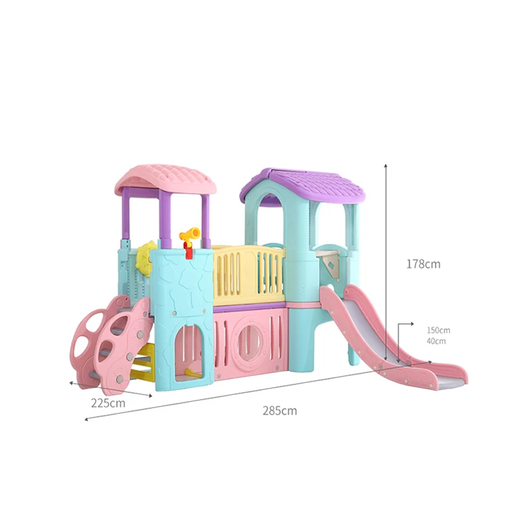 Hot Sale Children Play House Outdoor Small Plastic Slide Playground Set Kids Play House With Slide