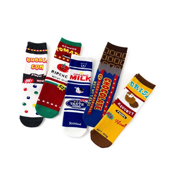Interesting  milk tomatoes chocolate socks quarter crew girl unisex happy socks