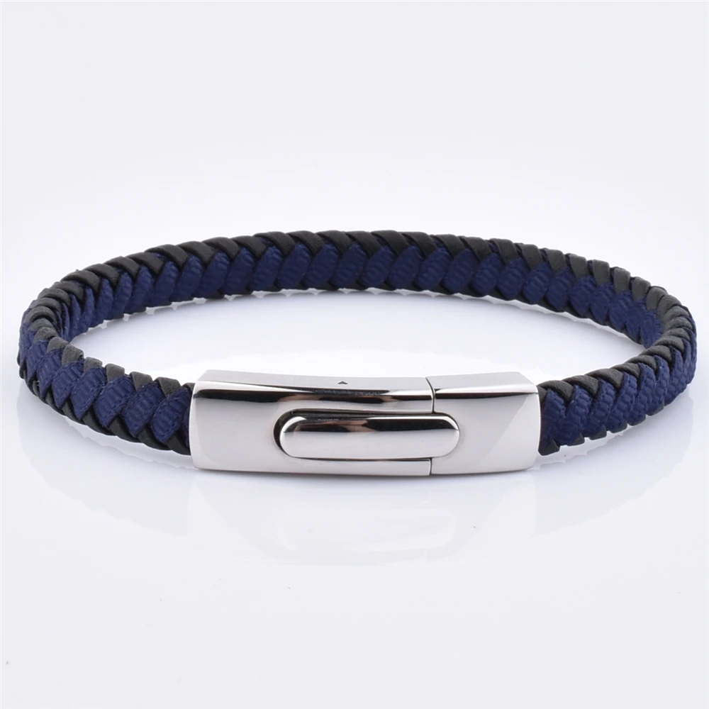 Fashion Jewelry Black Real Leather Bracelet With Vintage Steel Skull Clasp