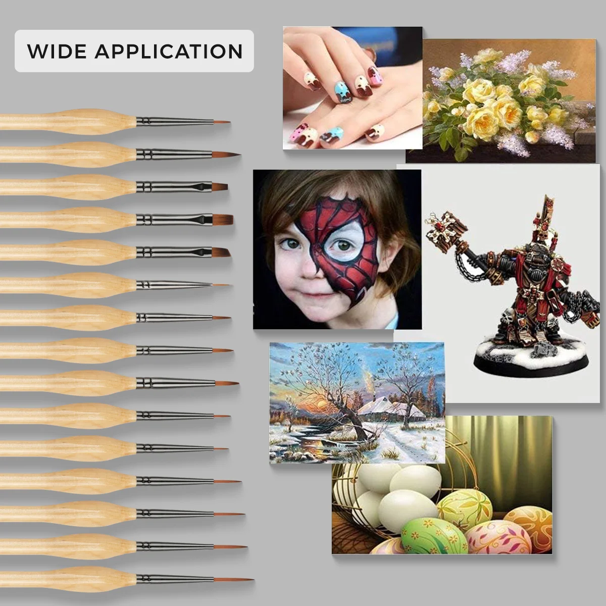 Professional Fine Line Oil Acrylic Painting Art Supplies Artist Paint Brush Set Drawing Pen With Nylon Hair Natural Wood Handle