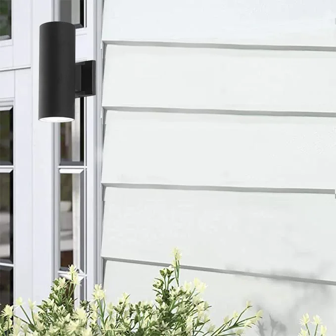 Cylinder Up Down Wall Light Modern Outdoor Wall Sconce Matte Black Aluminum Waterproof Porch Light Exterior Fixtures Wall Mount