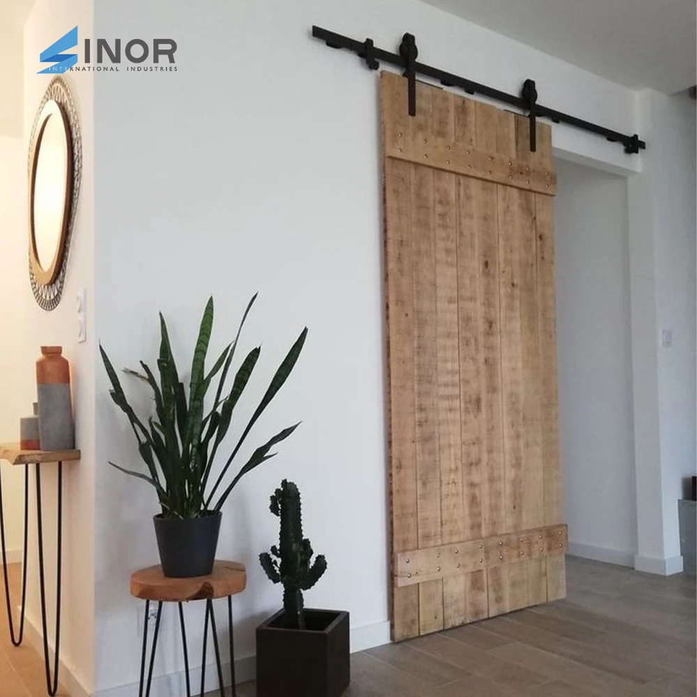 Stock Barn Wall Or Outdoor Partition Door Closet Heavy Duty Hinges Double Barn-door-pulley-system High Quality