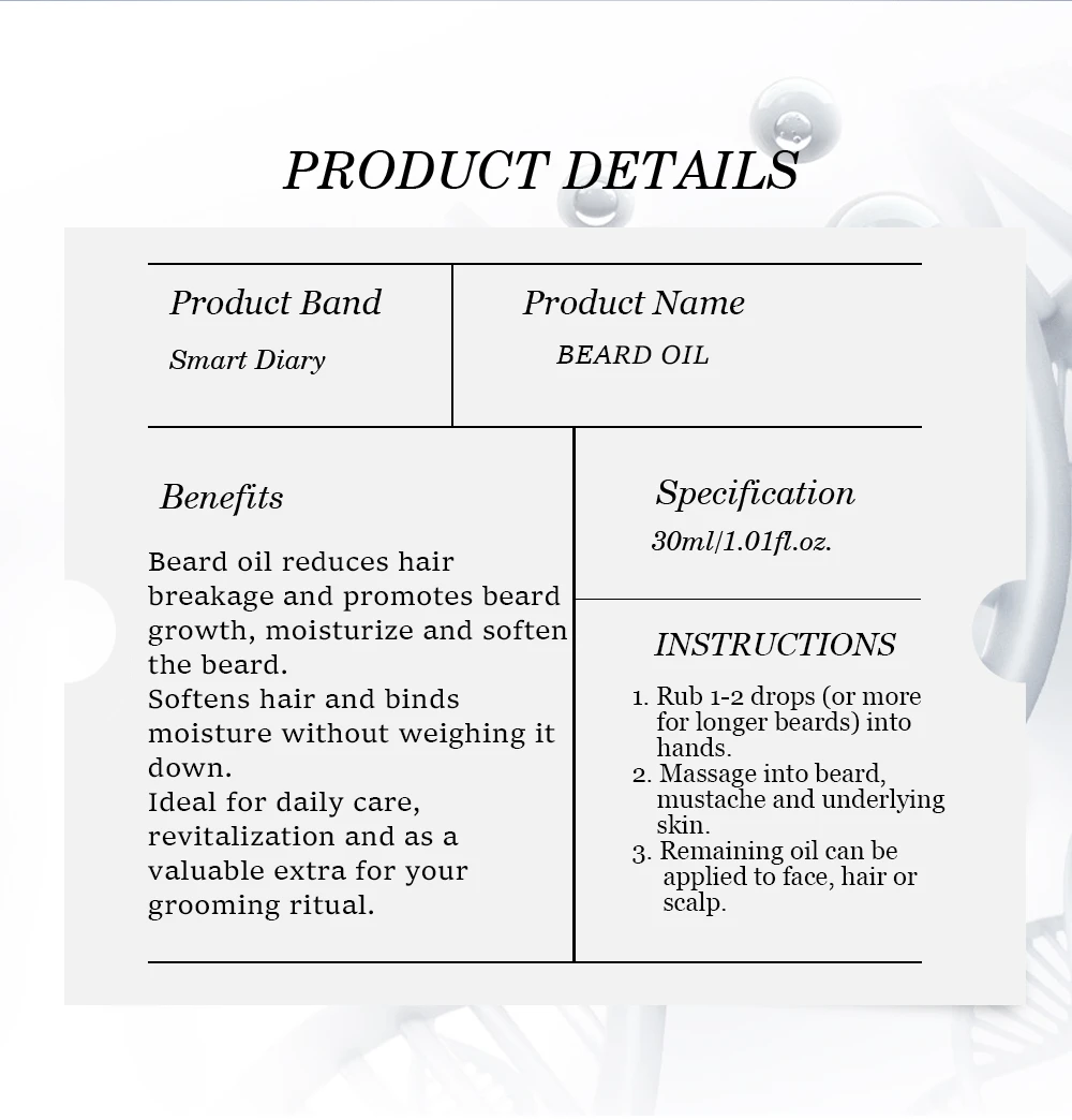 Beard Growth Essential Oil Beard Care Essential Growth Liquid Nourishing Soft Bright and Strong Beard Oil