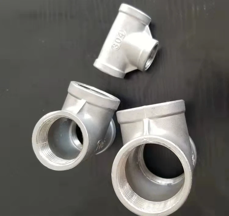 Finemaker Factory Price 304 Inner Wire Tee Direct Connector Water Pipe Fitting Stainless Steel Joints