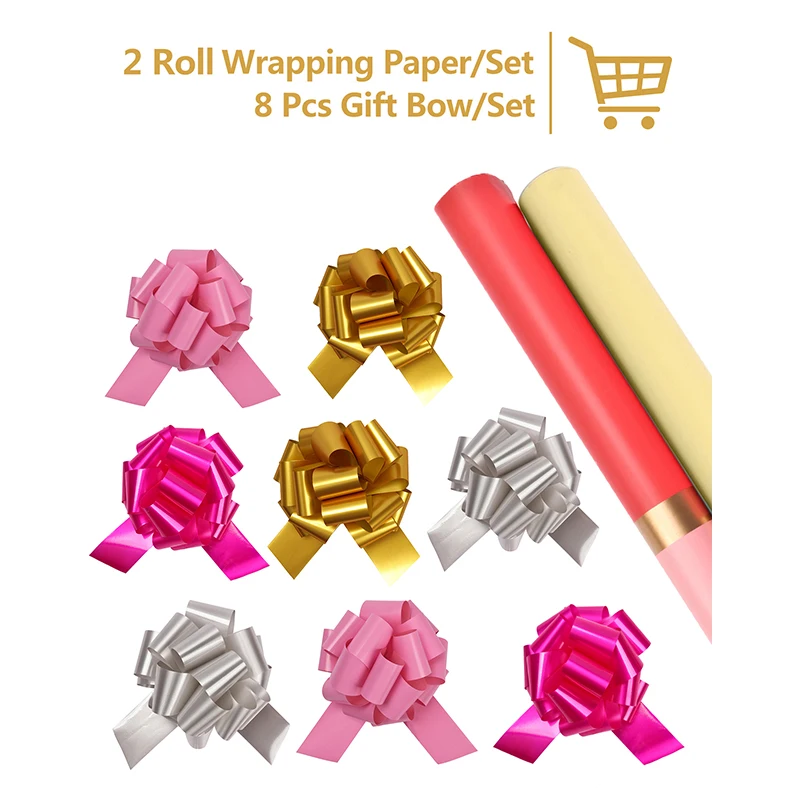 
Striped flower bouquet pink gift wrapping paper roll 