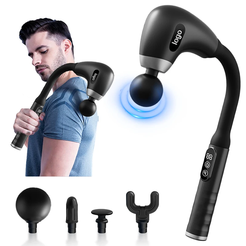 2024 New Extended Percussion Back Massage Gun for Athletes for Pain Relief, Handheld Body Massager with 6 Speed Levels