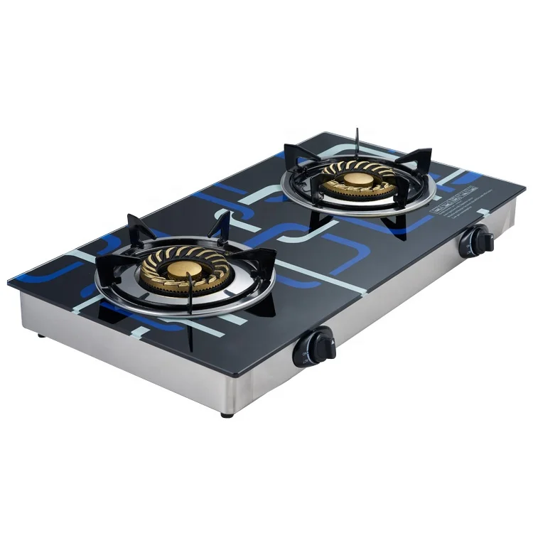 
7mm tempered glass enamel black grills cast iron chinese low price 2 burner glass gas cooker stove 
