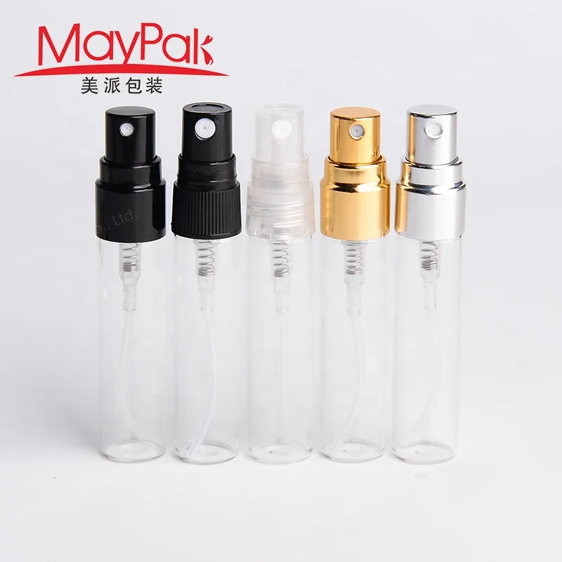 Wholesale Round 2ml 3ml 5ml 10ml With Black Aluminum Plastic Atomizer Small Mini Empty Refillable Glass Spray Perfume Bottle