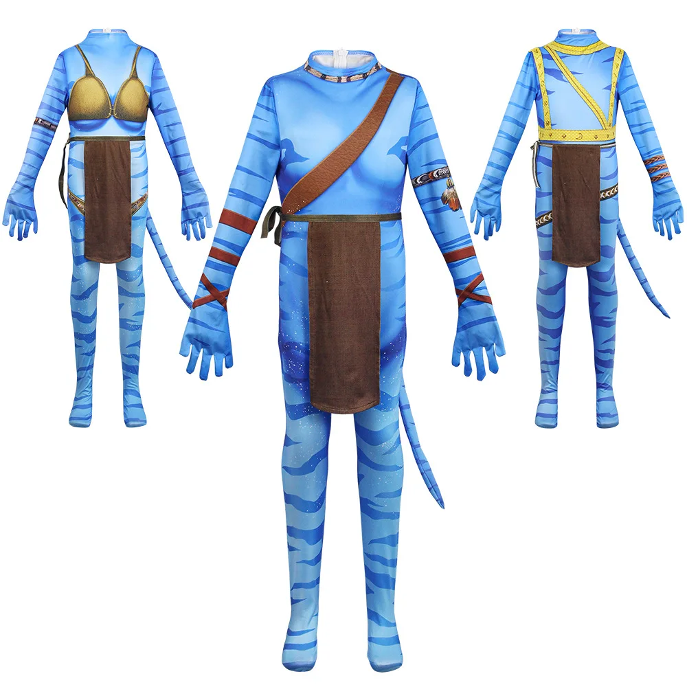 Avatar 2 Costume for Kids Adults, Neytiri Jake Role Play Outfit Girls Boys Man Women for Halloween Festival Party Carnival