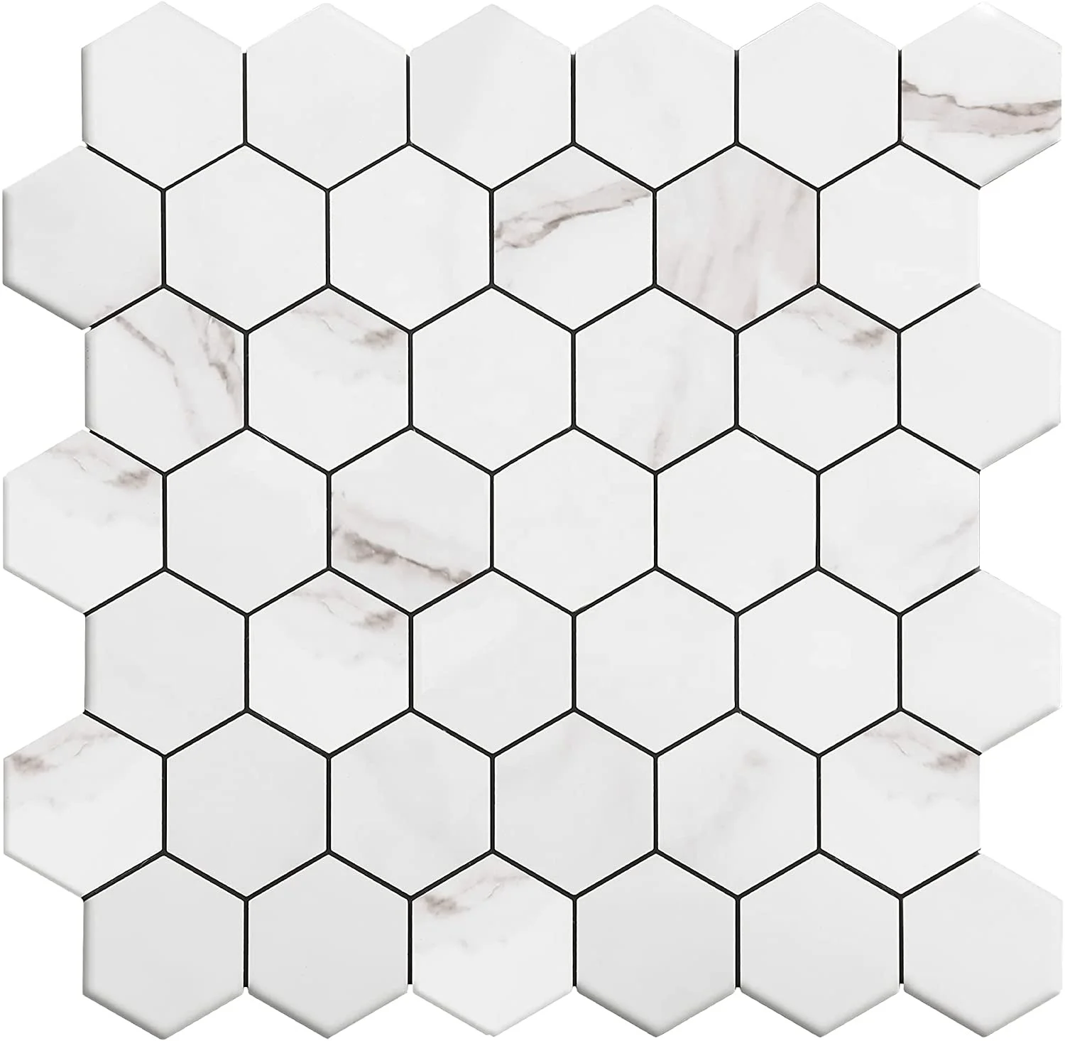 Good Options Italian Modern White Marble Hexagon Mosaic Tile Mesh on Mounted Yong Feng Stone Floor Etc External Wall Saint Blanc
