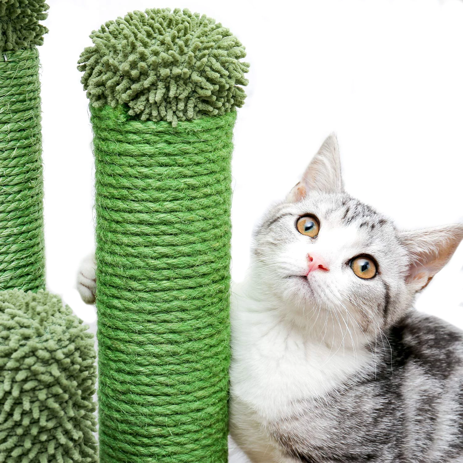 Amazon Top Seller 3 Scratching Poles Interactive Dangling Ball Cactus Cat Scratching Post Cactus Cat Scratcher