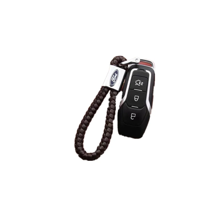 Twist leather key chain metal can make car logo  key chain