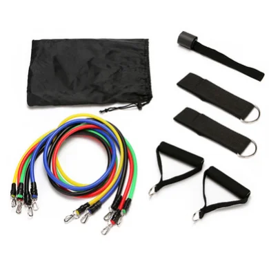 
High Quality Fitness Equipment Pilates Tubes 11 Piece Set Elastic Bands Gym Workout Resistance Bands 