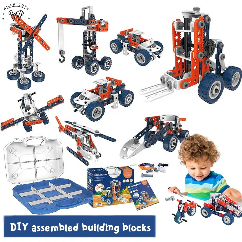 Hot selling assembling toy car 12 in 1educational cars stem toys 152PCS diy building block car