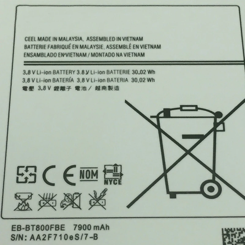 7900MAH replacement battery for Samsung Galaxy Tab S 10.5 SM-T800 SM-T801 SM-T805 android tablet replacement battery EB-BT800FBE