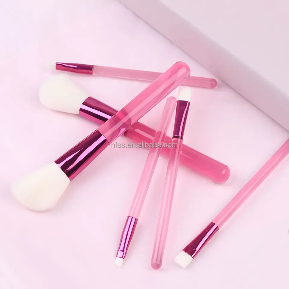 New Low Moq Custom Beginners Make-Up Brushes Kit Carry On Pink Purple Cosmetic Synthetic Hair 6Pcs Makeup Brush Set