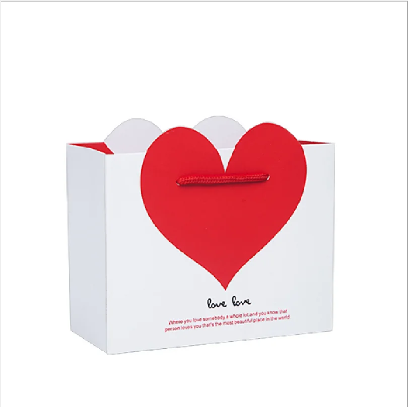 Accept custom logo shape of love wedding candy gift wrapping paper handle bag