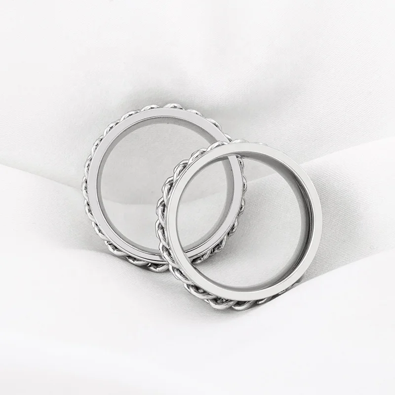 Retro Fashion Hip Hop Men And Women Waterproof Stainless Steel Roman Numeral Rotating Chain Rings For Couple Wedding Jewelry