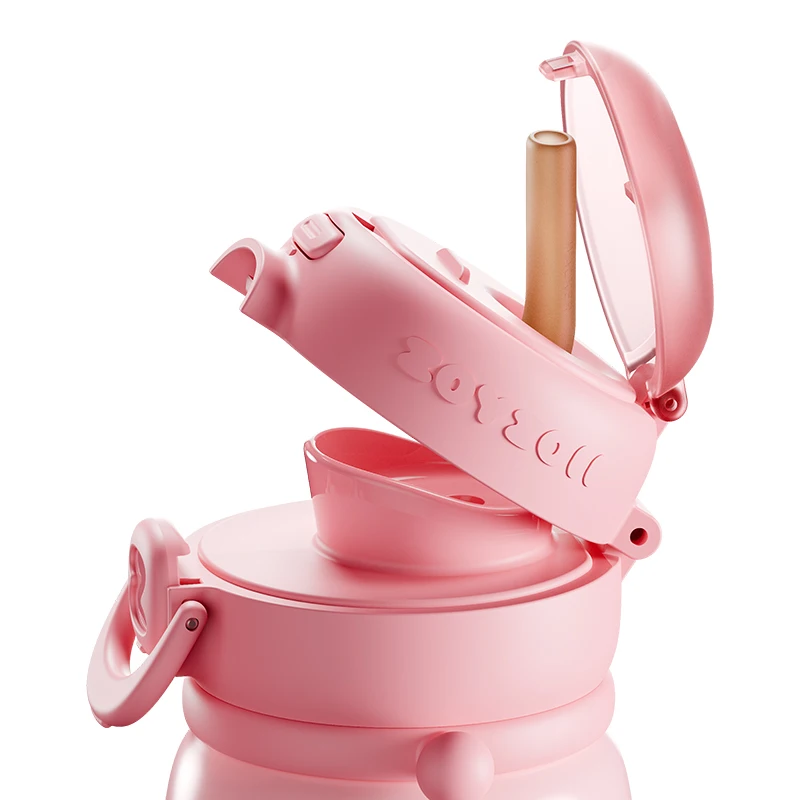 ZOYZOII Kids Cute Thermal Water Bottle Leak Proof 450 ml Stainless Steel Kids Drink Thermo Bottle For School