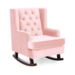 Wingback Accent Living Room Tufted Rocking Sofa Cream Modern Armchair Accent Rocking Chair