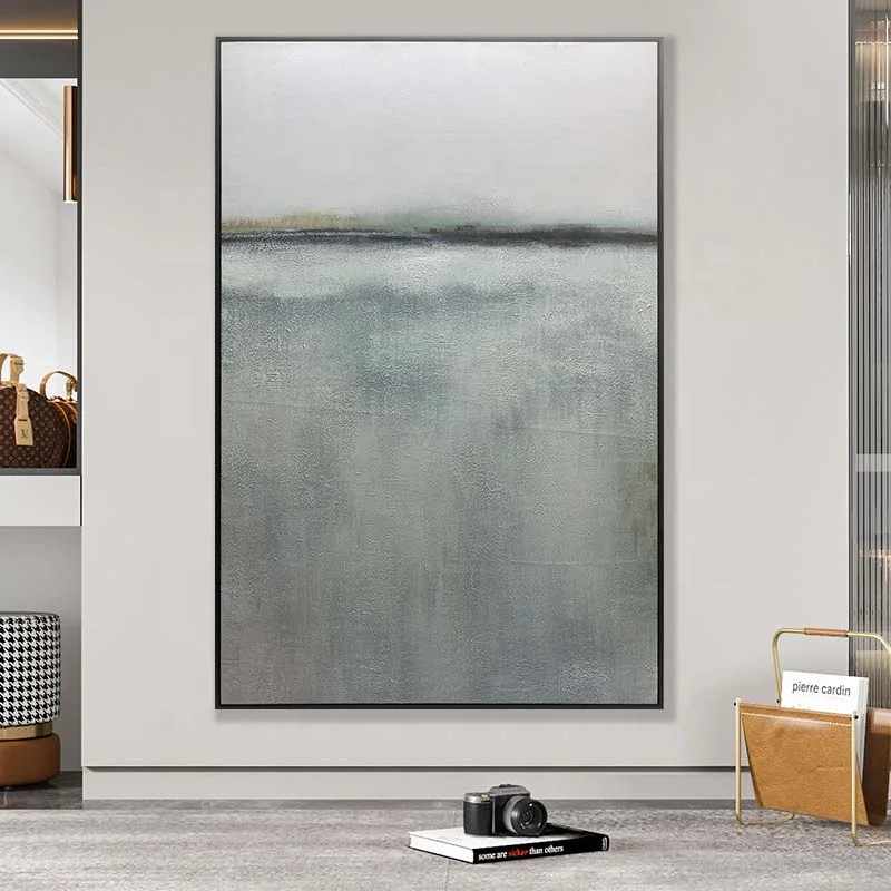 JZ Large Abstract Thick Texture Seascape Artwork Framed Handpainted 3D Canvas Wall Art Home Decor pop oil painting