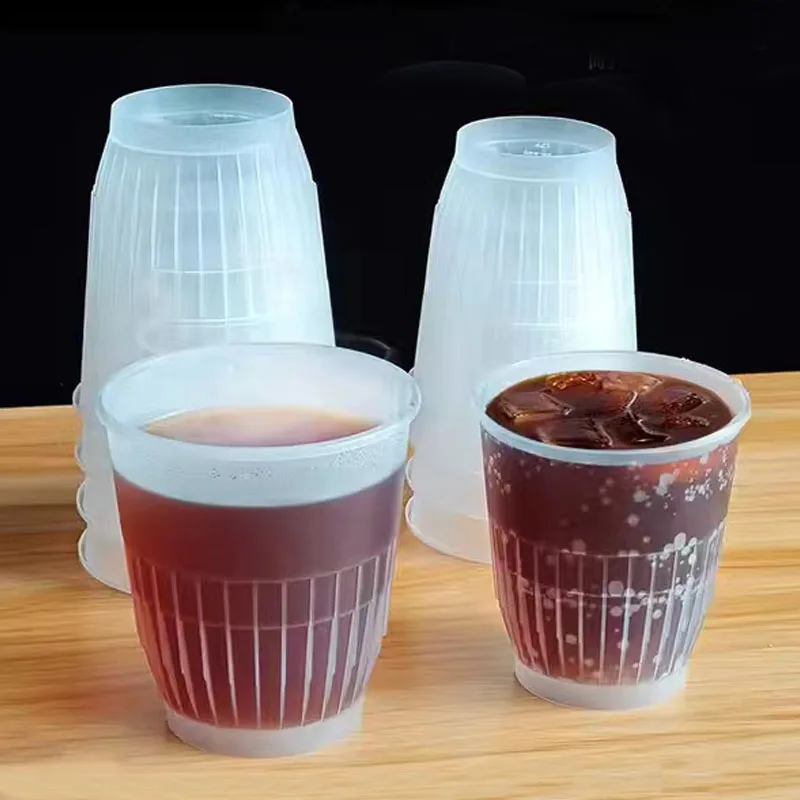 260ml 360ml Anti-Scald Plastic Cups Milkshake Smoothie Cups Small Cold Coffee Cups With Lid