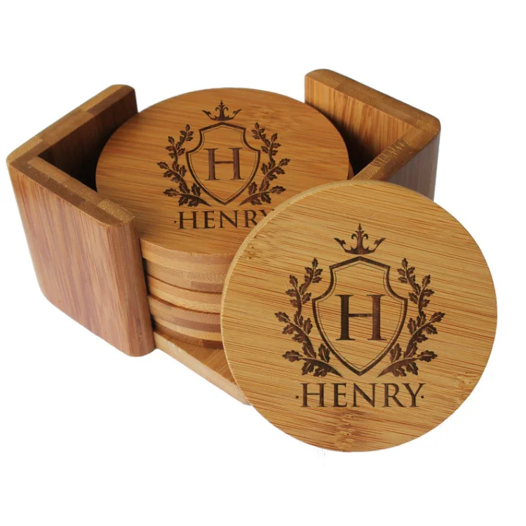 Housewarming Gift Engraved Coasters Personalized Wedding Coasters Wedding Gifts for Couple Bamboo Drink Coasters