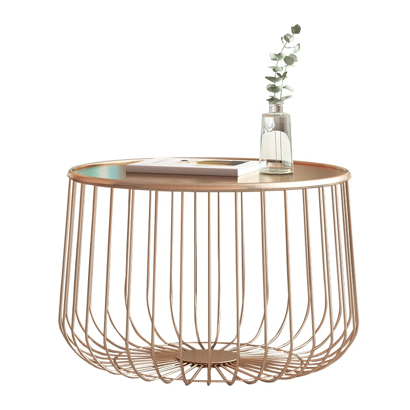 Pumpkin Black and Gold Metal Round Tea Table Living Room