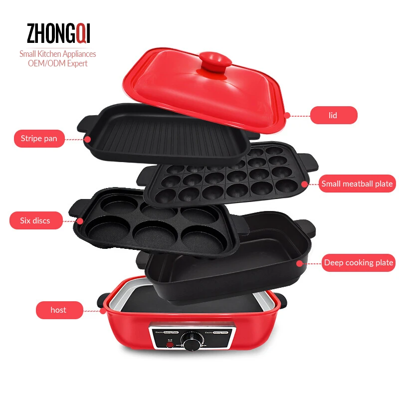 Wholesale OEM Household Smokeless Takoyaki Small Electric Hot Pot Bbq Grill Multi-function Cooking Pot