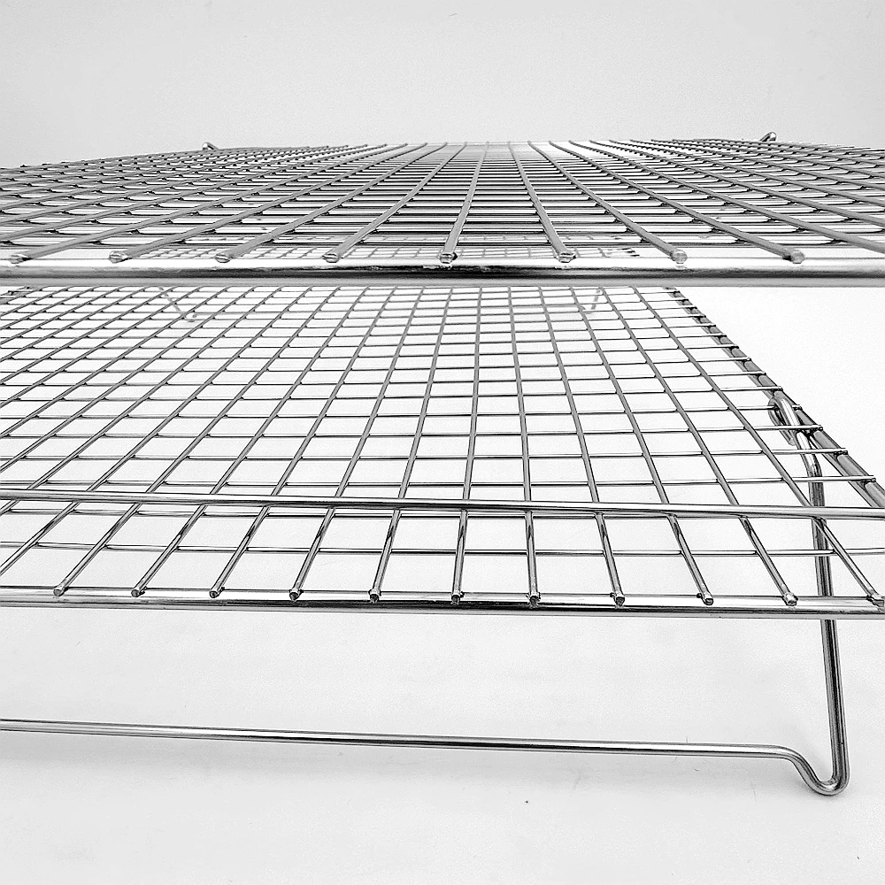 Multifunctional Square Mesh Storage Rack  Zinc-coated Durable Camp Outdoor Grid Wire Shelving Grill