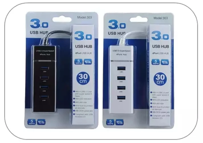 Прямая продажа с фабрики USB3.0 hub Высокоскоростной 4-портовый USB2.0 док-станция USB концентратор со светодиодной подсветкой из 30 см кабель для настольных