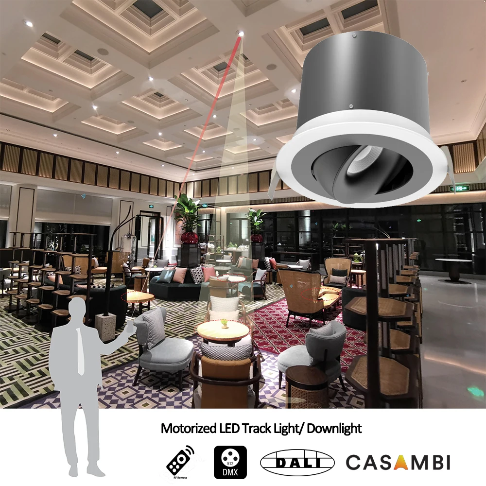 Remote Control DMX Dali Dimming Casambi CCT Tunable Motorised Adjustable Spotlight Zoomable Motorized