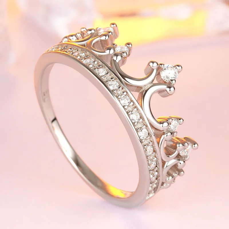 New Style Wedding Rings for Women Luxury Sterling Silver Finger Rings Diamond Engagement Crown Ring