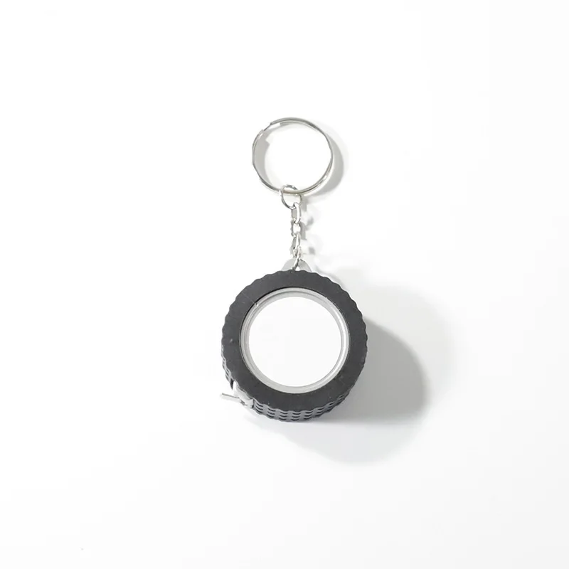 Customized Keychains Sublimation Rule Tire Shape Gifts Key Chain Line Mini Retractable Inch Cm Band Tape Measuring Reel Keychain