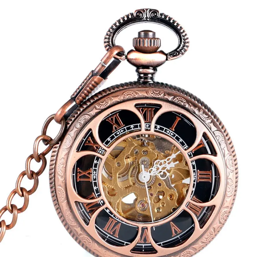 Classic Roman Sun Flower Pocket Watch Automatic Mechanical Pocket Watches