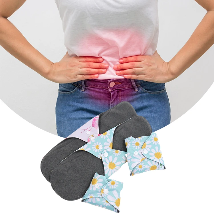 Ananbaby Low Price Premium Super Absorbent Bamboo Charcoal Sanitary Napkins Lady Washable Leakproof Sanitary Pads