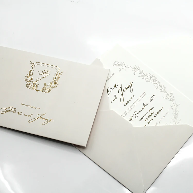Custom Design Europe Style Marriage Fashion Luxury Gold Foil Wedding Invitation Cards