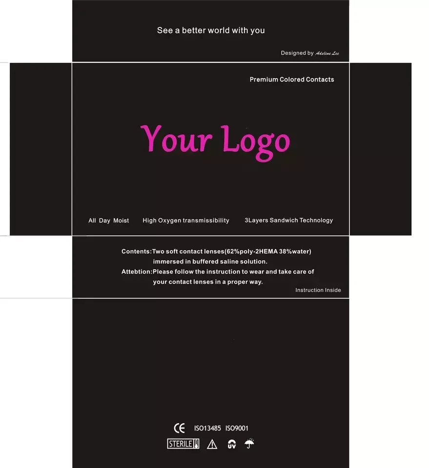 Оптовая продажа косметических корейских цветных футляров для контактных линз индивидуальный дизайн футляры для контактных линз