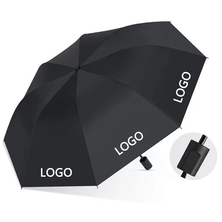 Cheap Promotional Custom Advertising 3 Folding Umbrella For Adults Portable Travel Rain Sun Umbrella With Logo Printing
