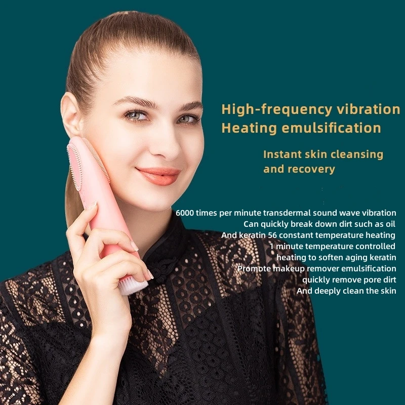 beauty items SPA Facial cleanser electric two-way rotating heart motor Silicone cleansing brush Rechargeable Cleansing massager