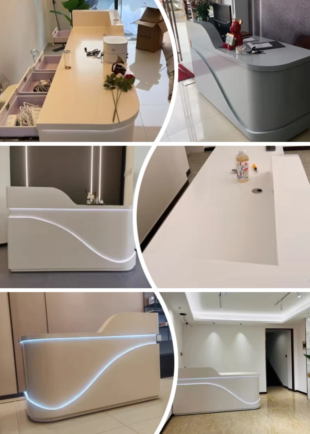 Modern New Beauty Hospital Large Clinic Company Reception Counter Luxury Wooden Hospital Guidance Desk