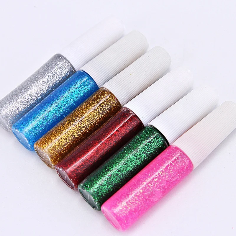 Wholesale Washable 6 color 6ML DIY 3D Glitter Glue  Pen for Kids Paper Artworks Painting