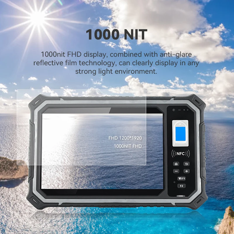 HUGEROCK B80 industrial rugged android tablet pc computer 8 inch fingerprint scanner nfc tags time attendance module