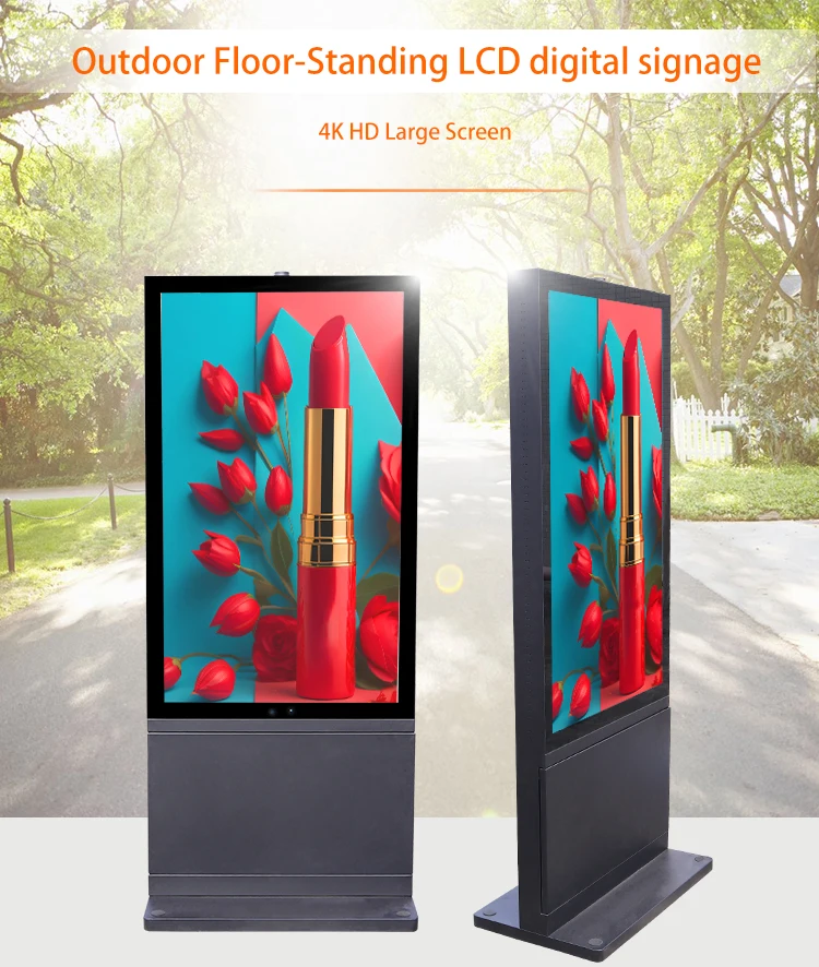 Outdoor vertical standing digital signage IP65 waterproof advertising machine ultra-thin design 10cm advertising display